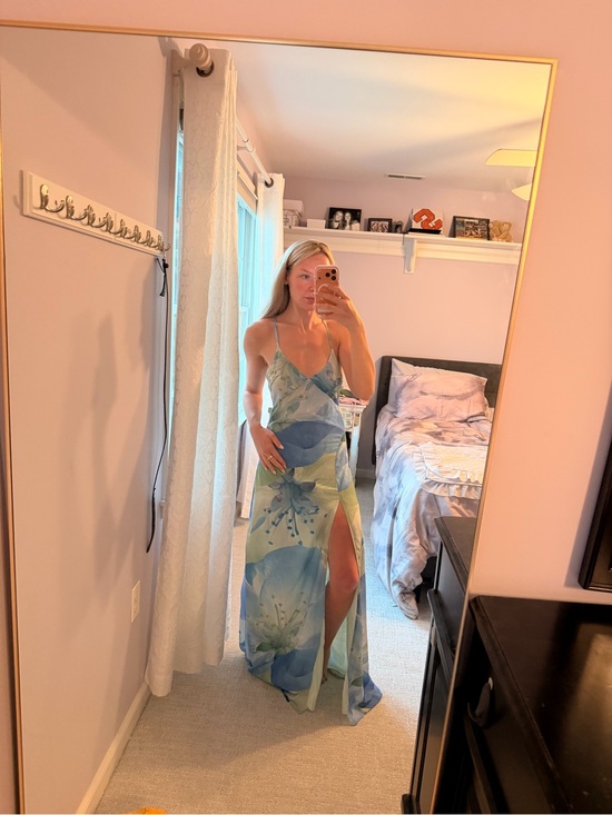 Peppermayo Dresses & Skirts - Peppermayo Blue Floral Slip Maxi Dress with Side Slit, comes with scarf